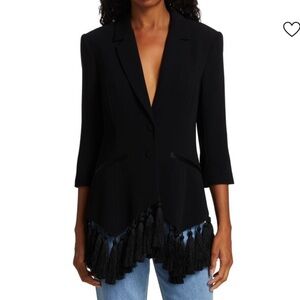 Cinq à Sept Black Blazer with Fringe Detail